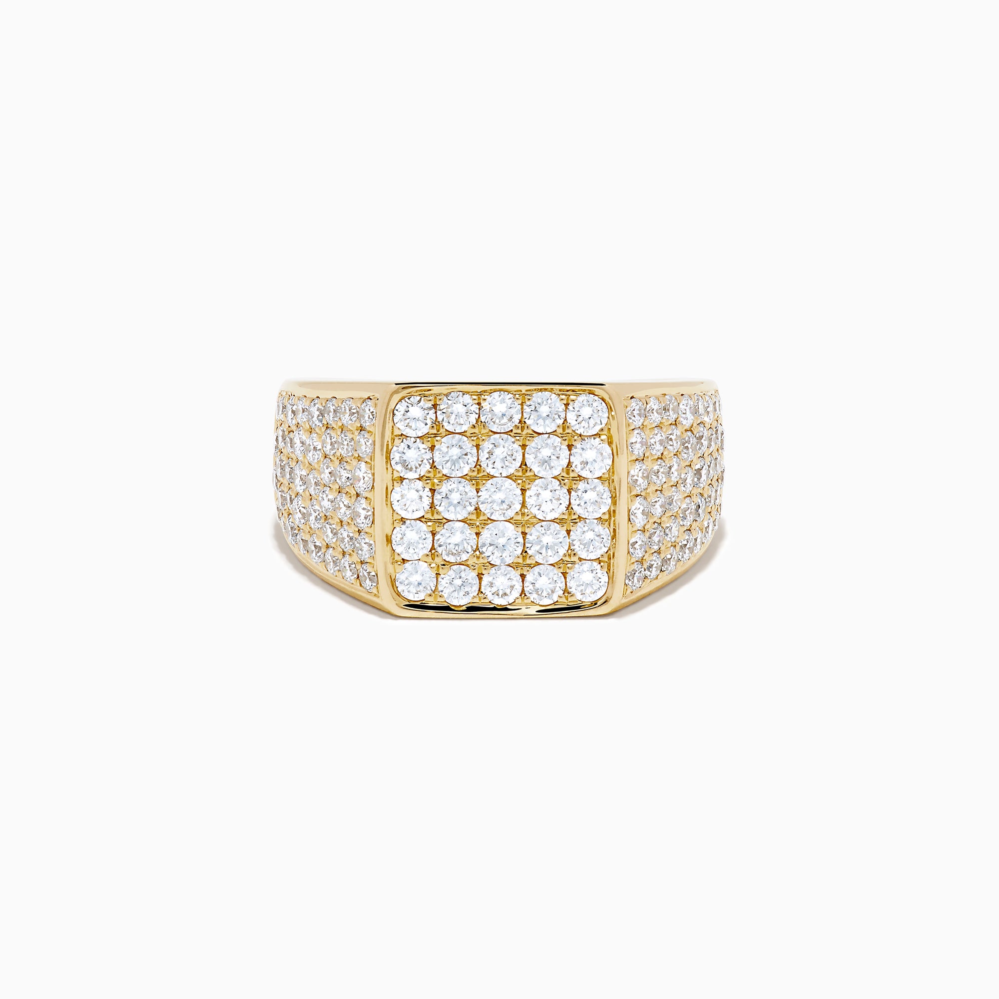 Lab Grown Diamond Pave Men's Signet Pinky Ring in 14K Yellow Gold