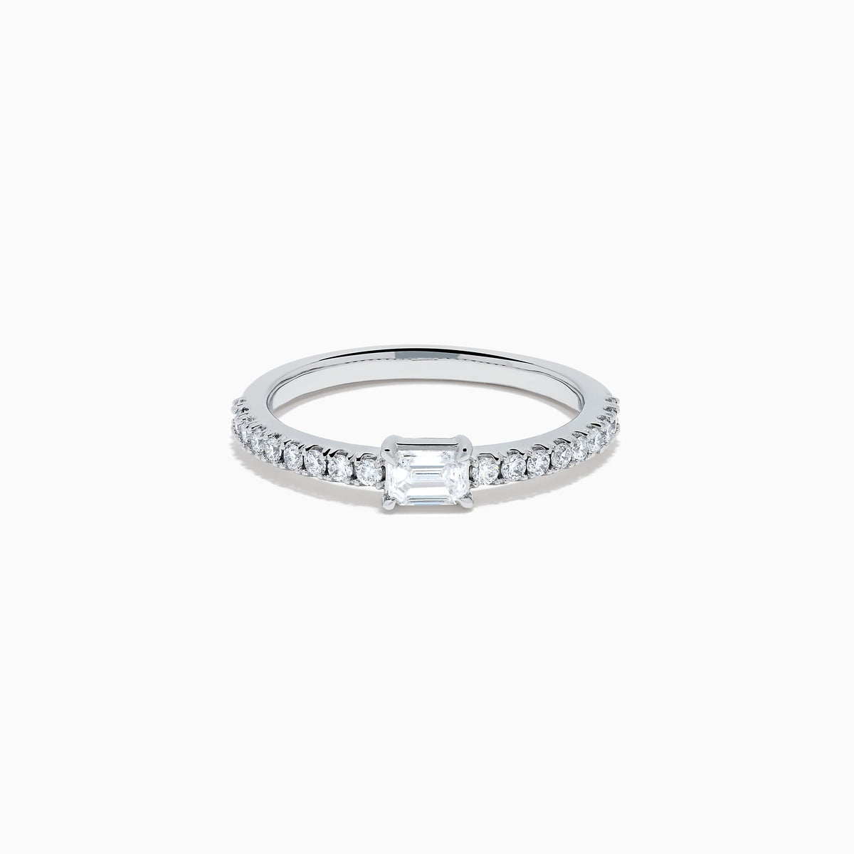 Lab Grown Diamond Emerald-Cut East-West Ring in 14K White Gold