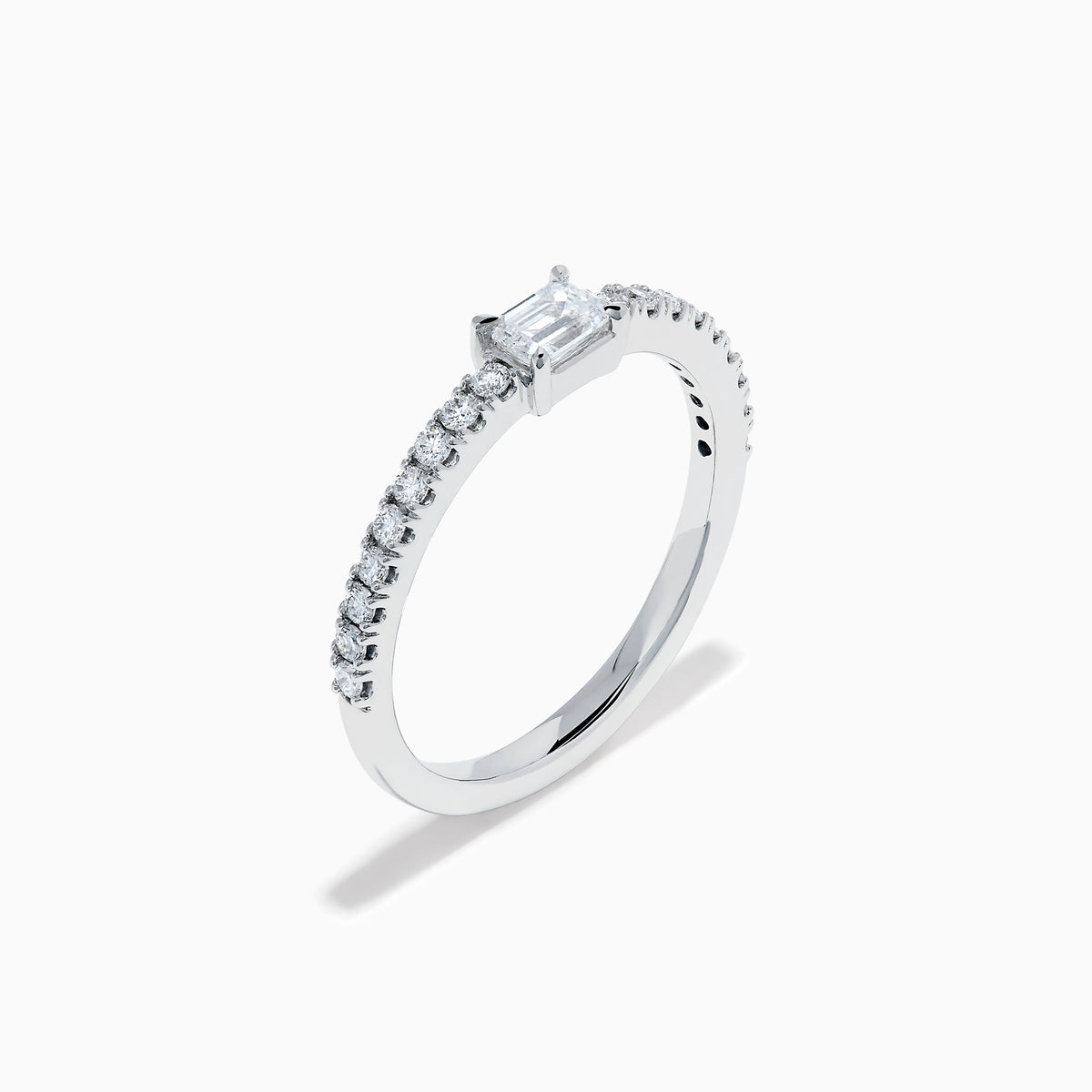 Lab Grown Diamond Emerald-Cut East-West Ring in 14K White Gold