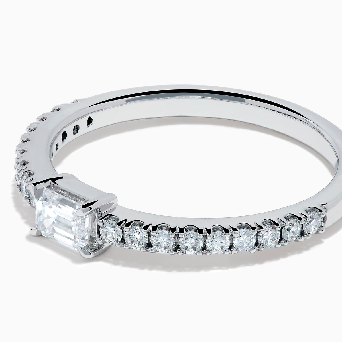 Lab Grown Diamond Emerald-Cut East-West Ring in 14K White Gold