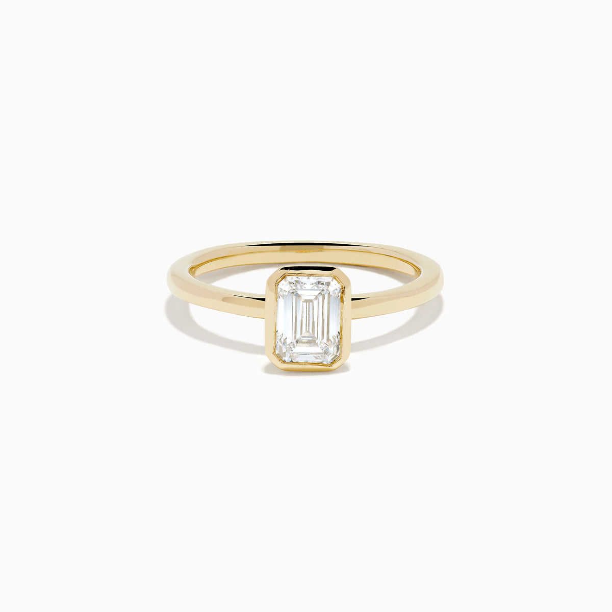 Lab Grown Diamond Emerald-Cut Bezel-Set Solitaire Ring in 14K Yellow Gold