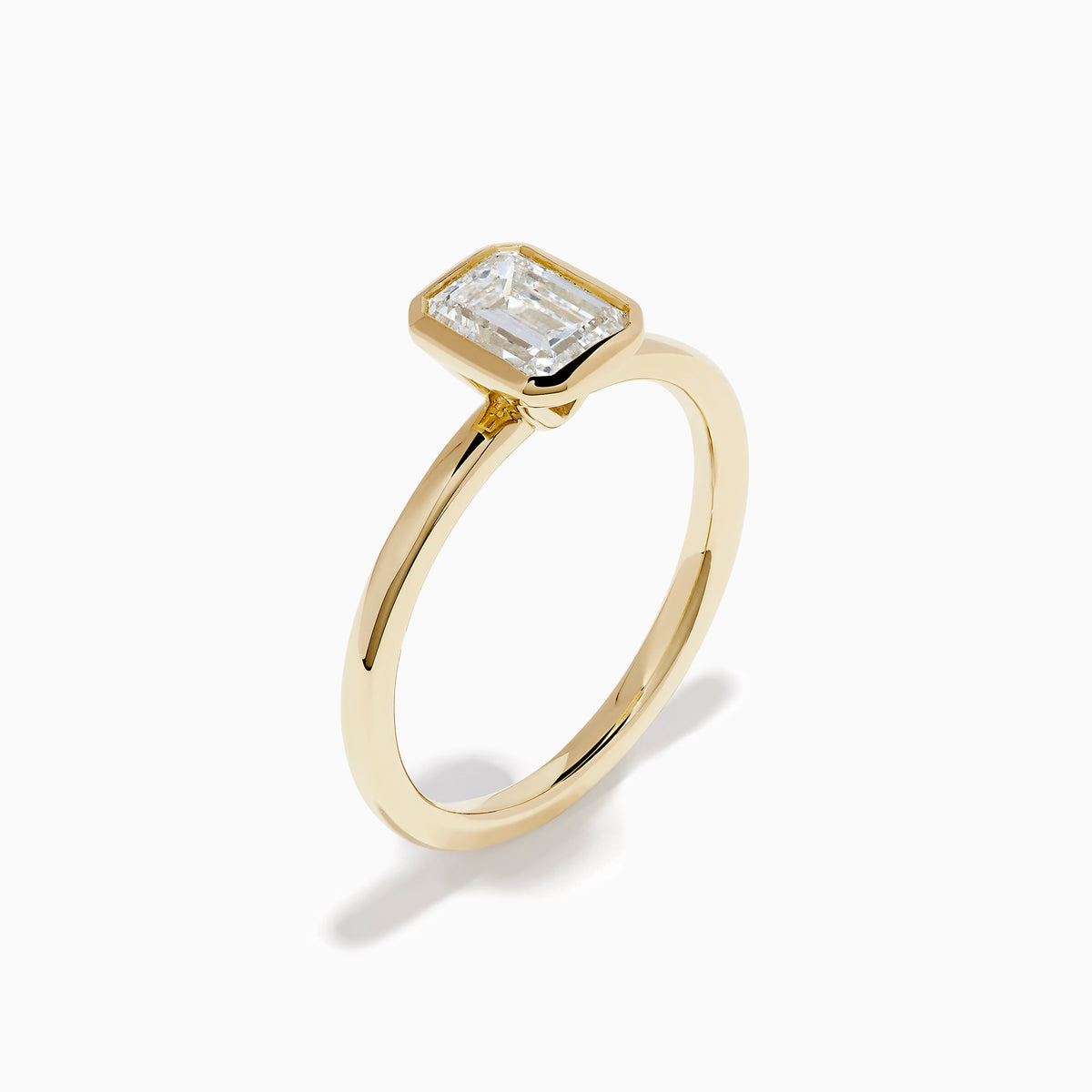 Lab Grown Diamond Emerald-Cut Bezel-Set Solitaire Ring in 14K Yellow Gold