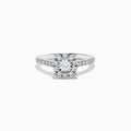 The Bouquet 14K White Gold Diamond Cluster Ring (0.73 TCW) features a round center diamond encircled by a halo of sparkling stones and accent diamonds along the band—an exquisite Effy design.