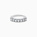 The 925 Silver Diamond Band Ring features a row of oval-cut white gemstones set along the top, shown on a plain white background.