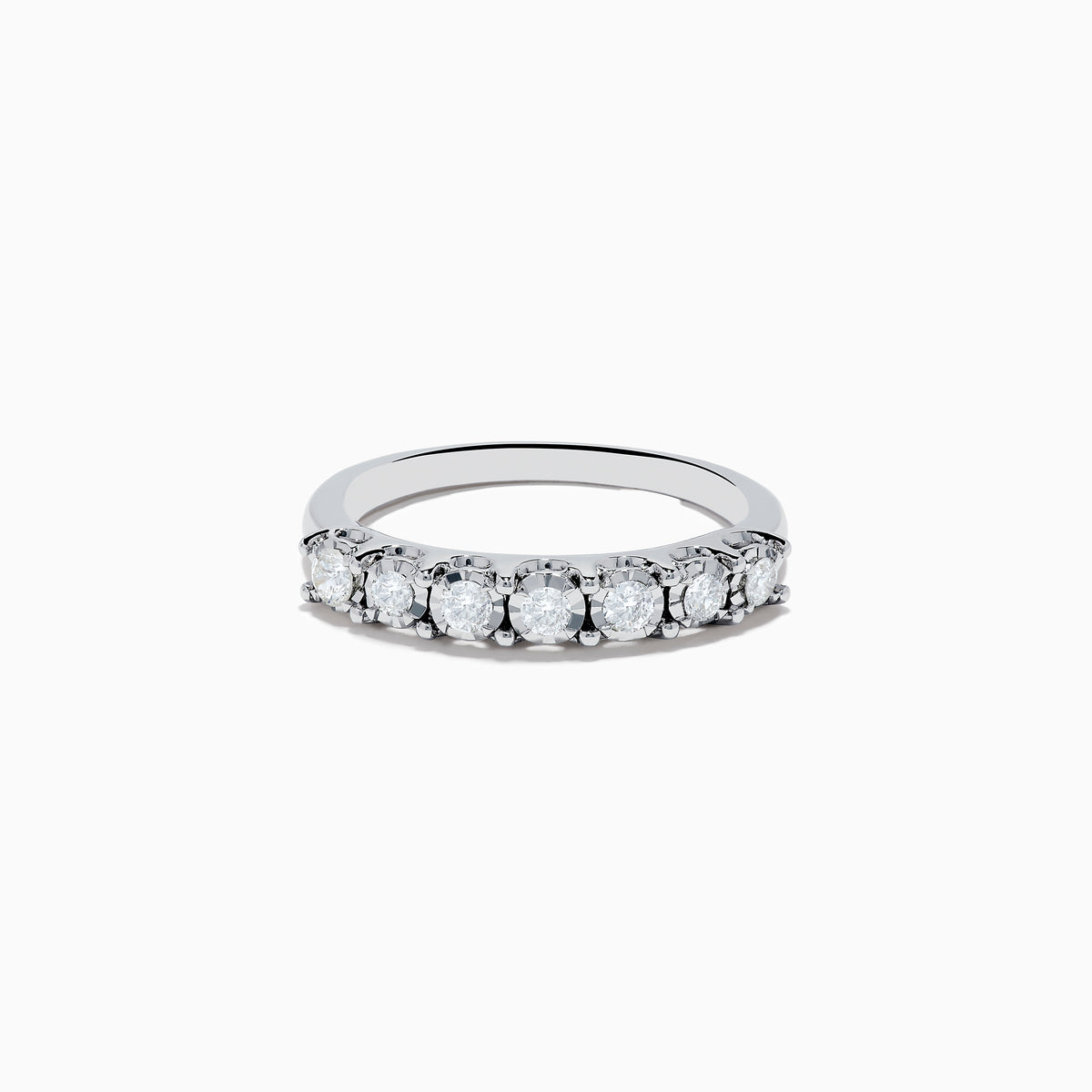 The 925 Silver Diamond Band Ring features a row of oval-cut white gemstones set along the top, shown on a plain white background.