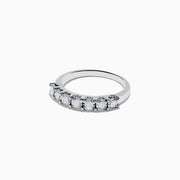 The 925 Silver Diamond Band Ring features a row of oval-cut white gemstones set along the top, shown on a plain white background.