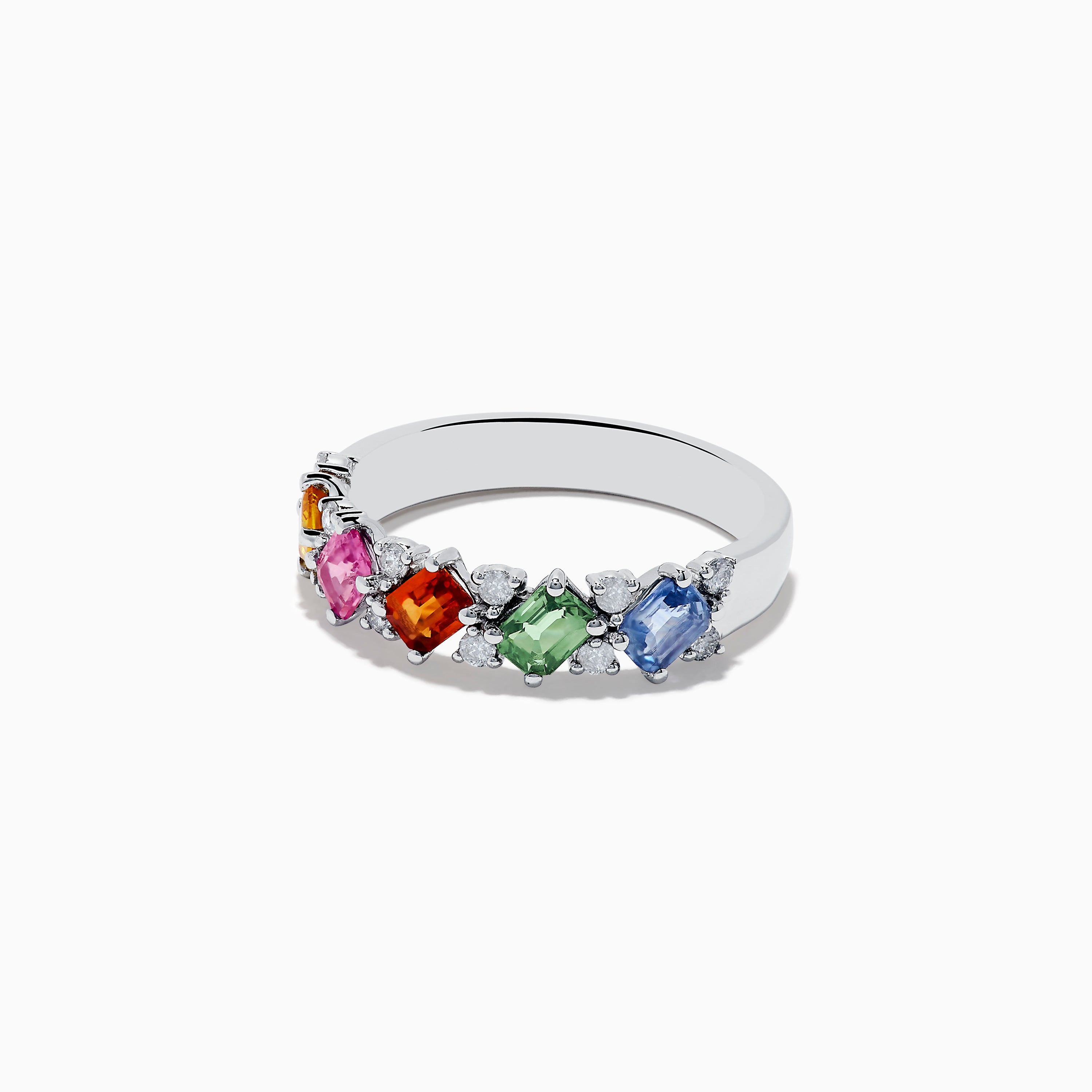 Effy Watercolors 14K White Gold Multi Sapphire and Diamond Ring