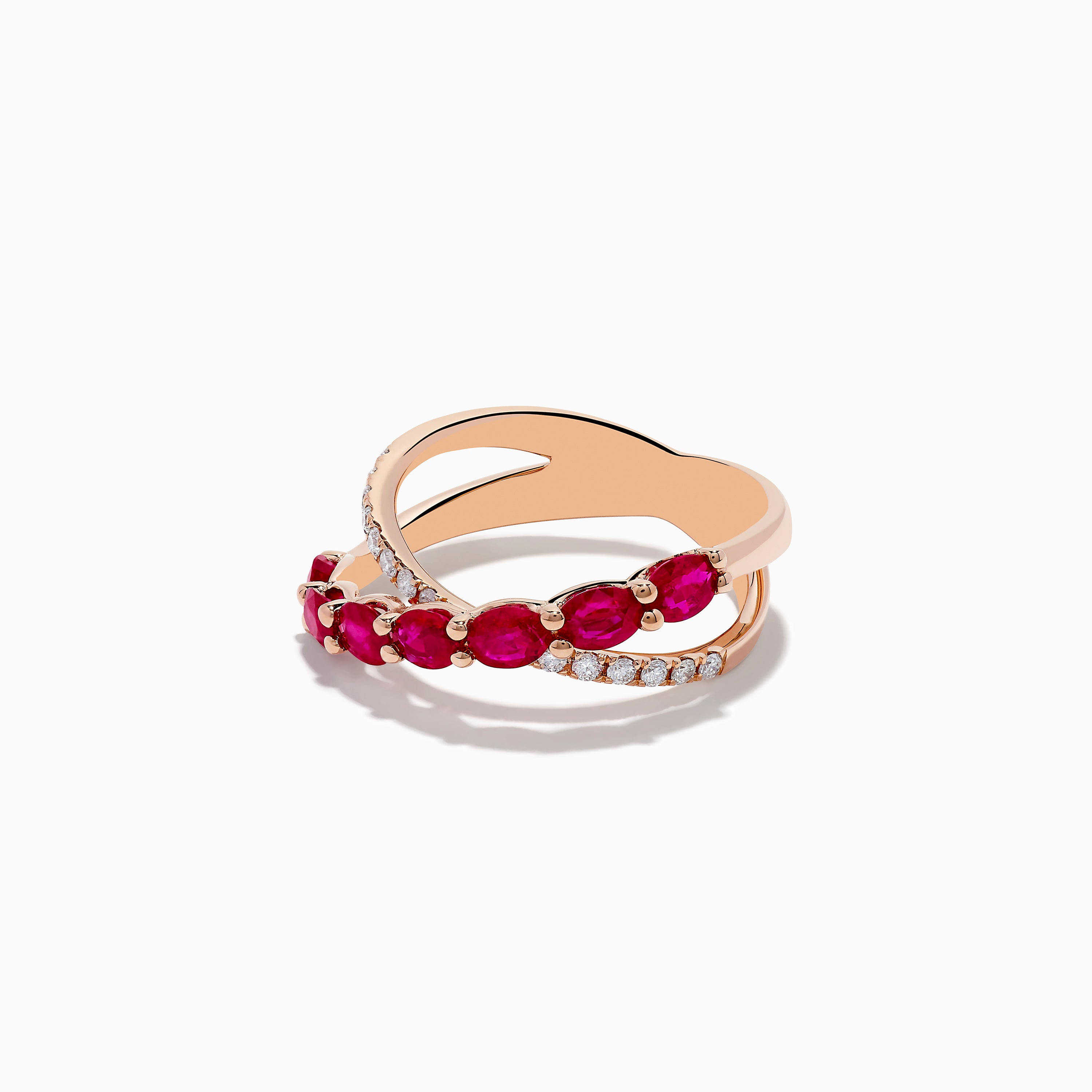 Effy Ruby Royale 14K Rose Gold Ruby and Diamond Crossover Ring