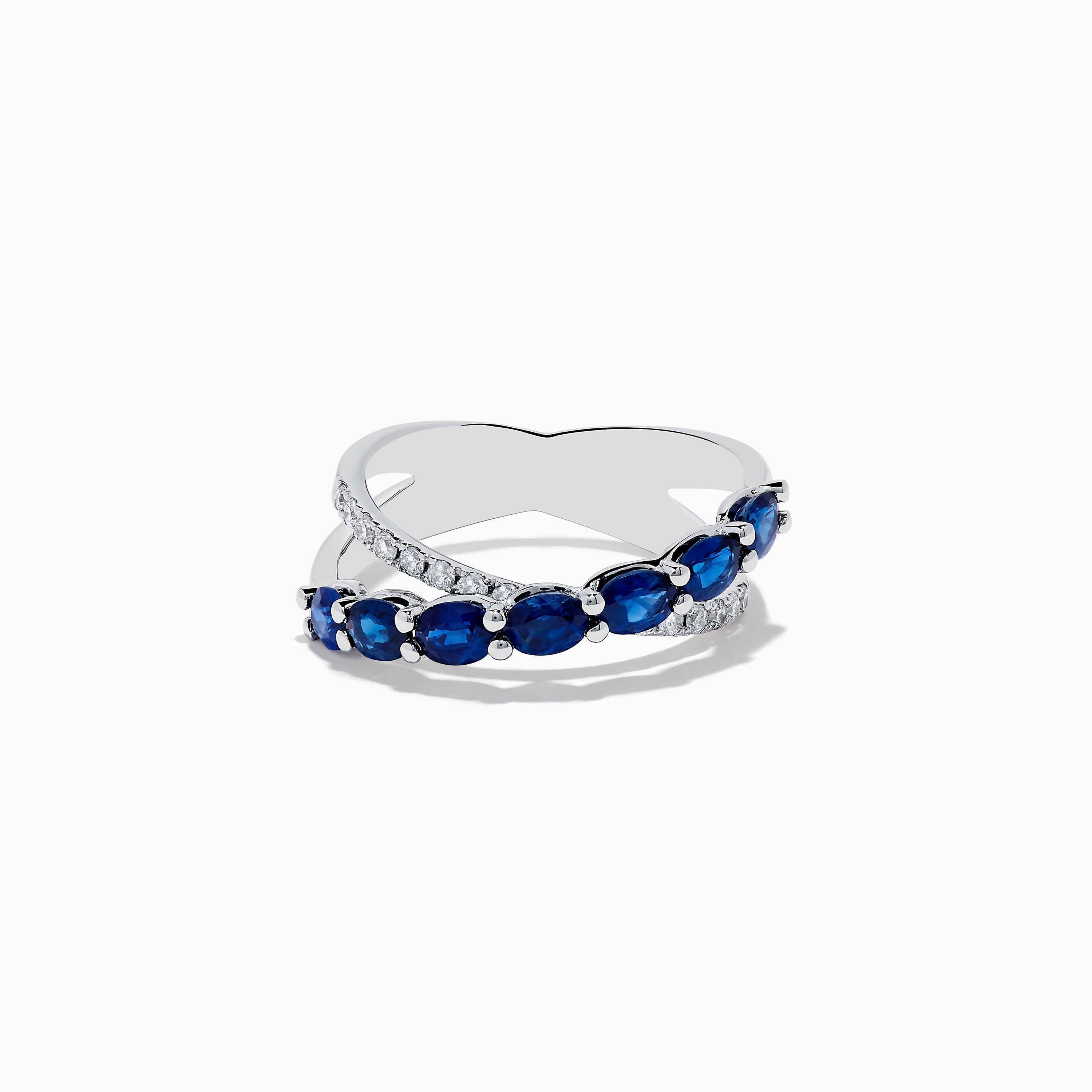 Effy Royale Bleu 14K White Gold Blue Sapphire and Diamond Crossover Ring