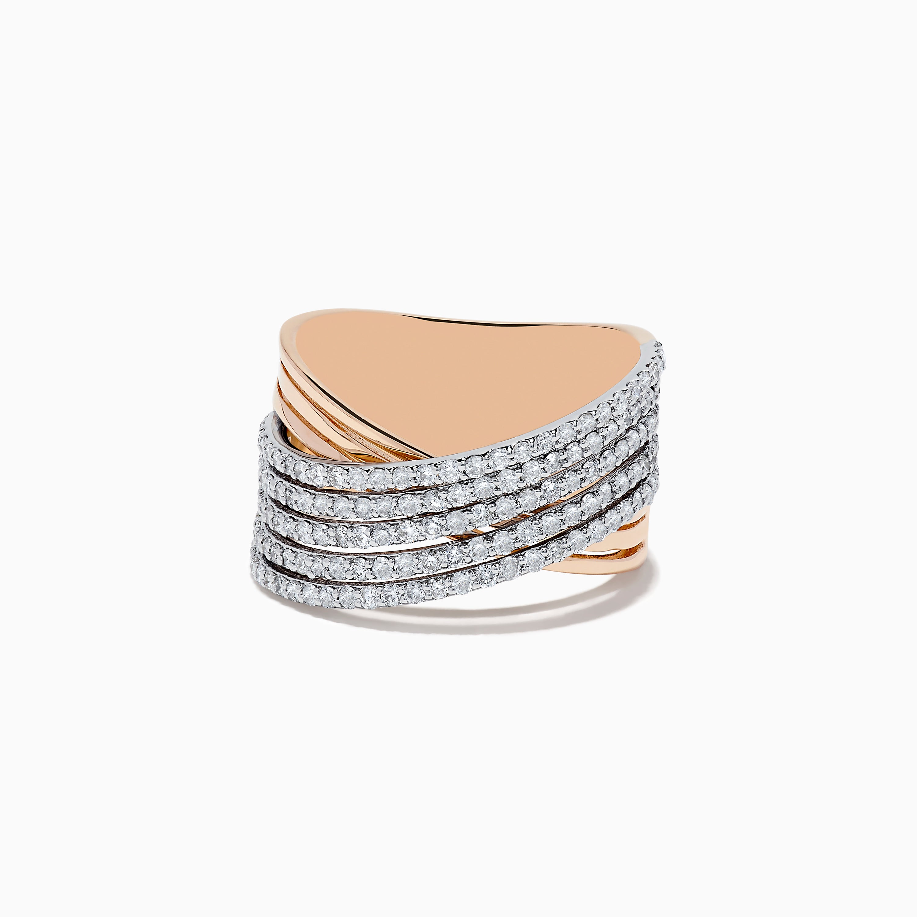 Effy 14K Two-Tone Gold Diamond Crossover Ring