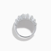 The Classique 14K White Gold Diamond Ring features rows of rectangular and round diamonds in a dome-shaped, grid-like pattern, displayed against a plain white background.