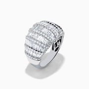 The Classique 14K White Gold Diamond Ring features rows of rectangular and round diamonds in a dome-shaped, grid-like pattern, displayed against a plain white background.