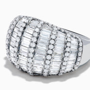 The Classique 14K White Gold Diamond Ring features rows of rectangular and round diamonds in a dome-shaped, grid-like pattern, displayed against a plain white background.