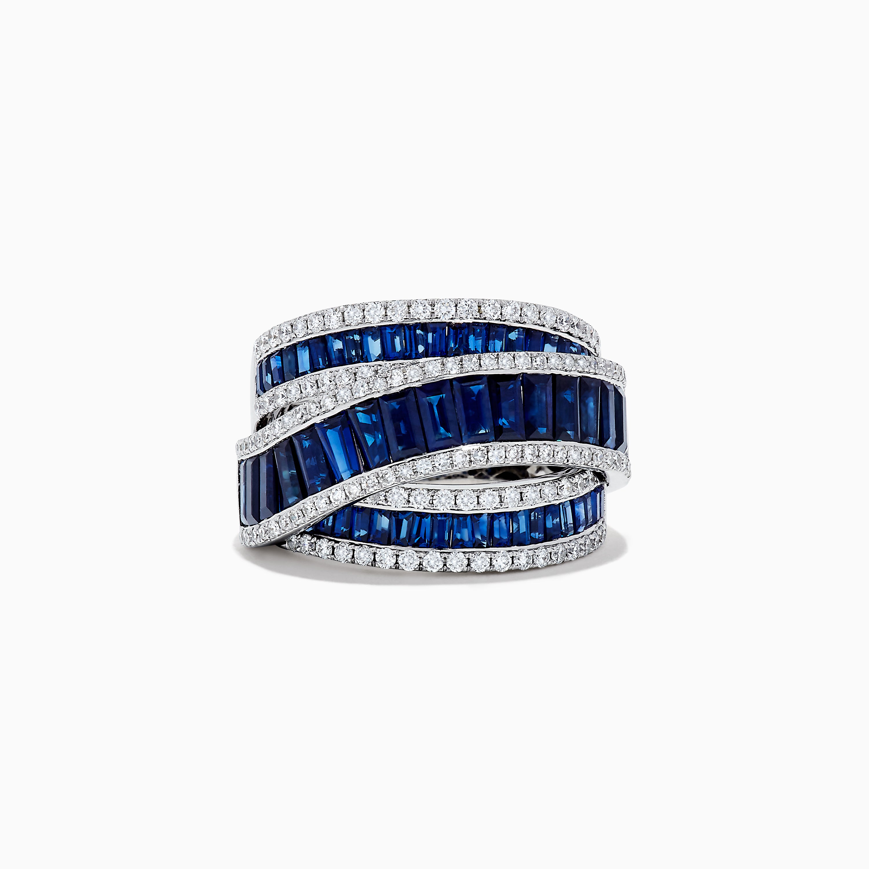 Effy Royal Bleu 14K White Gold Sapphire and Diamond Crossover Ring