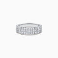 The Pave Classica 14K White Gold Diamond Band Ring features three rows of small round white diamonds set closely together on the top half of the band, shown against a plain white background.