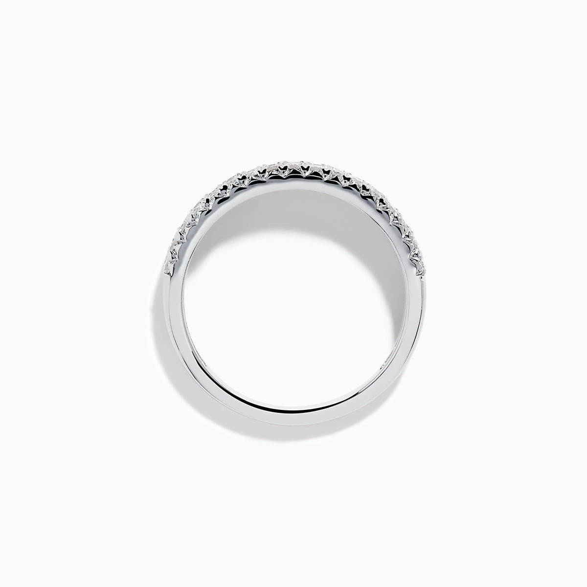 The Pave Classica 14K White Gold Diamond Band Ring features three rows of small round white diamonds set closely together on the top half of the band, shown against a plain white background.