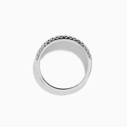 The Pave Classica 14K White Gold Diamond Band Ring features three rows of small round white diamonds set closely together on the top half of the band, shown against a plain white background.