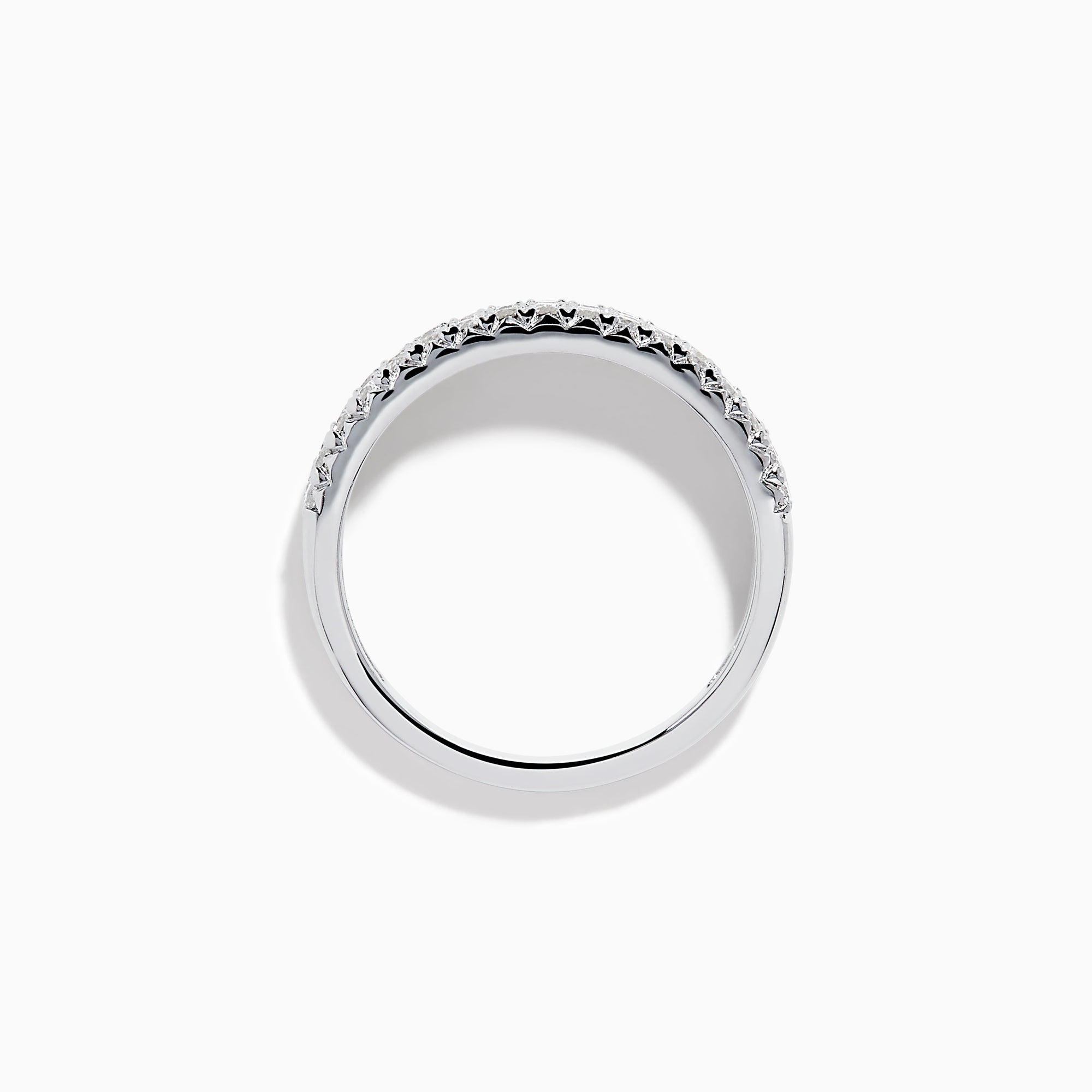 The Pave Classica 14K White Gold Diamond Band Ring features three rows of small round white diamonds set closely together on the top half of the band, shown against a plain white background.
