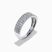 The Pave Classica 14K White Gold Diamond Band Ring features three rows of small round white diamonds set closely together on the top half of the band, shown against a plain white background.