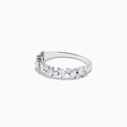 The Pave Classica 14K White Gold Multi Shape Diamond Band 0.80 TCW showcases a row of closely set mixed-shape white diamonds on a sleek white gold band, photographed against a plain white background.