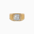 The Mens 14K Two Tone Gold Diamond Ring features a rectangular face with rows of baguette-cut and round diamonds, offering a bold, sophisticated look. Crafted in 14K two tone gold, this Effy ring is perfect for modern style.