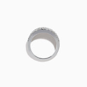 The Watercolors 14K White Gold Channel Set Multi Sapphire and Diamond Band showcases vibrant square-cut sapphires in a rainbow of colors, framed by sparkling round diamonds for a dazzling, colorful statement piece.
