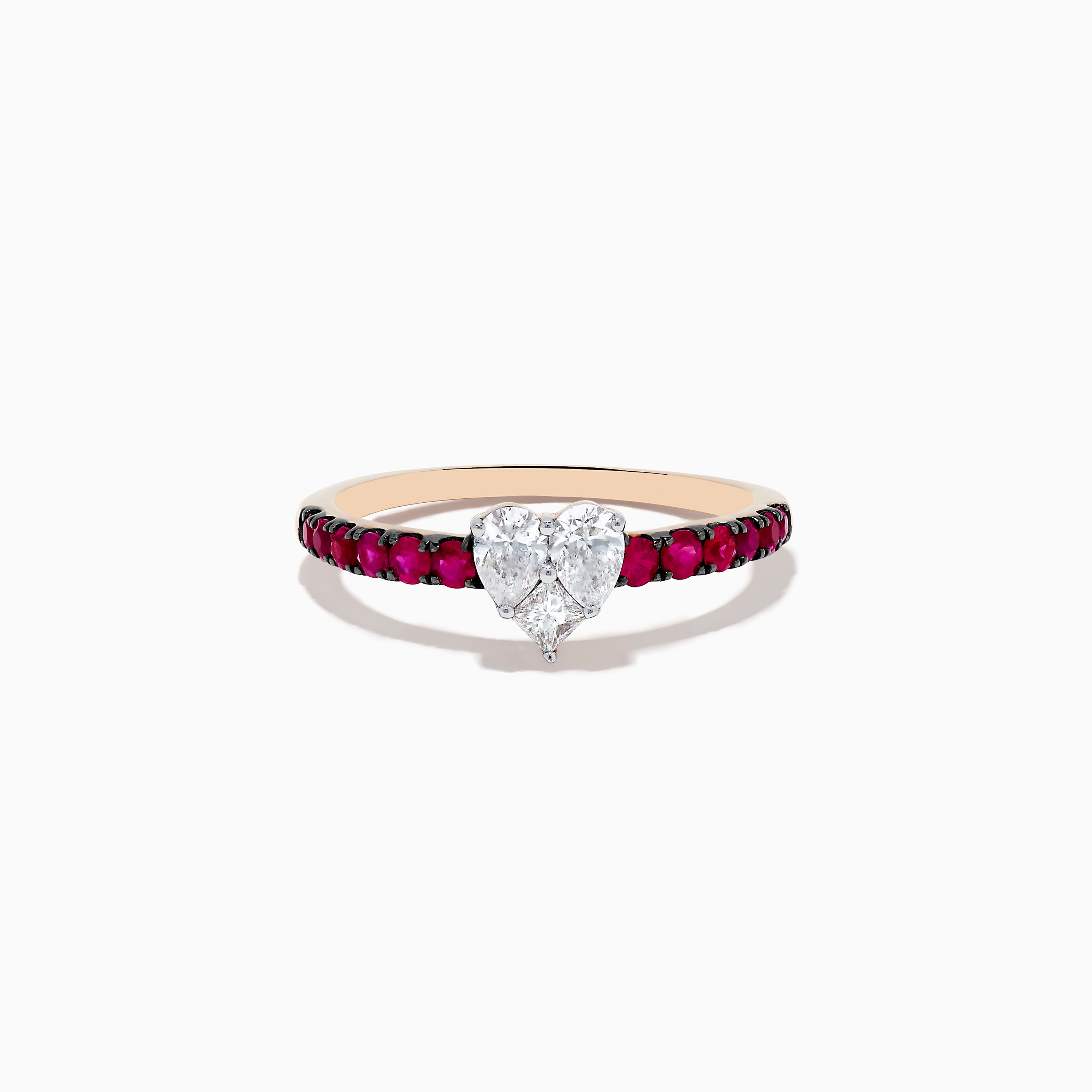 Effy 14k Rose Gold Ruby and Diamond Heart Ring