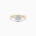 The Casino 14K Yellow Gold Diamond Clubs Suit Ring showcases a clustered white diamond clubs design on the front, set in yellow gold and displayed against a white background.