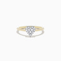 The 14K Yellow Gold Pave Diamond Heart Ring showcases a heart-shaped cluster of sparkling white diamonds on a slim gold band, displayed on a white background.