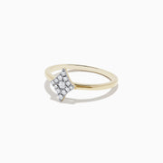 The Casino 14K Yellow Gold Diamond Diamonds Suit Ring showcases a diamond-shaped cluster of round diamonds set in white gold at the center, displayed on a plain white background.