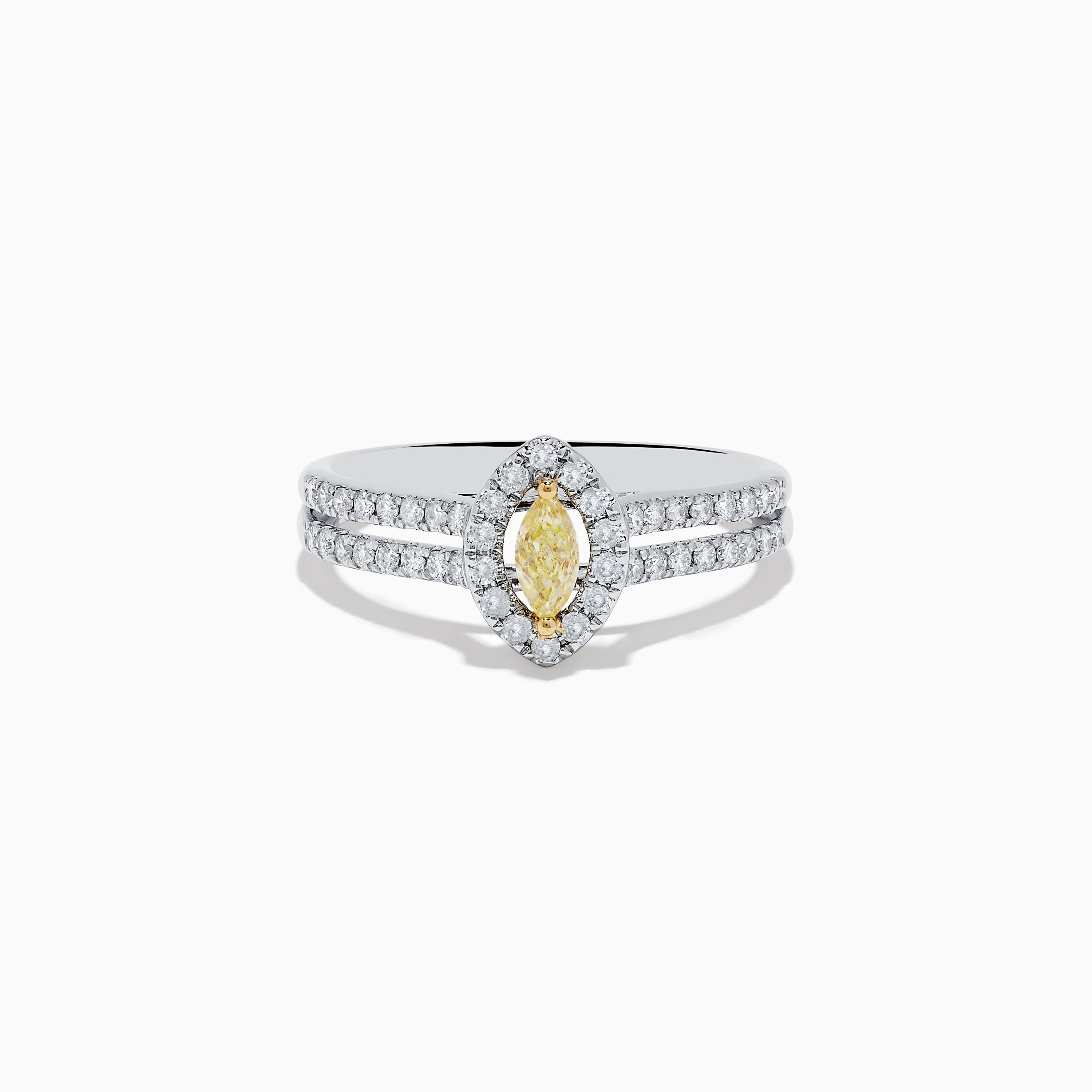 Canare 18K Two-Tone Gold Marquise Shaped Yellow Diamond Ring ...