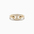 The Doro 14K Yellow Gold Diamond Anchor Chain Ring 0.39 TCW is showcased against a white background, featuring an anchor chain design adorned with small round diamonds.