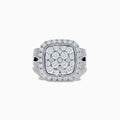 The Bouquet 14K White Gold Square Shaped Diamond Cluster Statement Ring dazzles with a central diamond cluster, double halo, and band-set diamonds, totaling 1.96 TCW for a bold, elegant look.