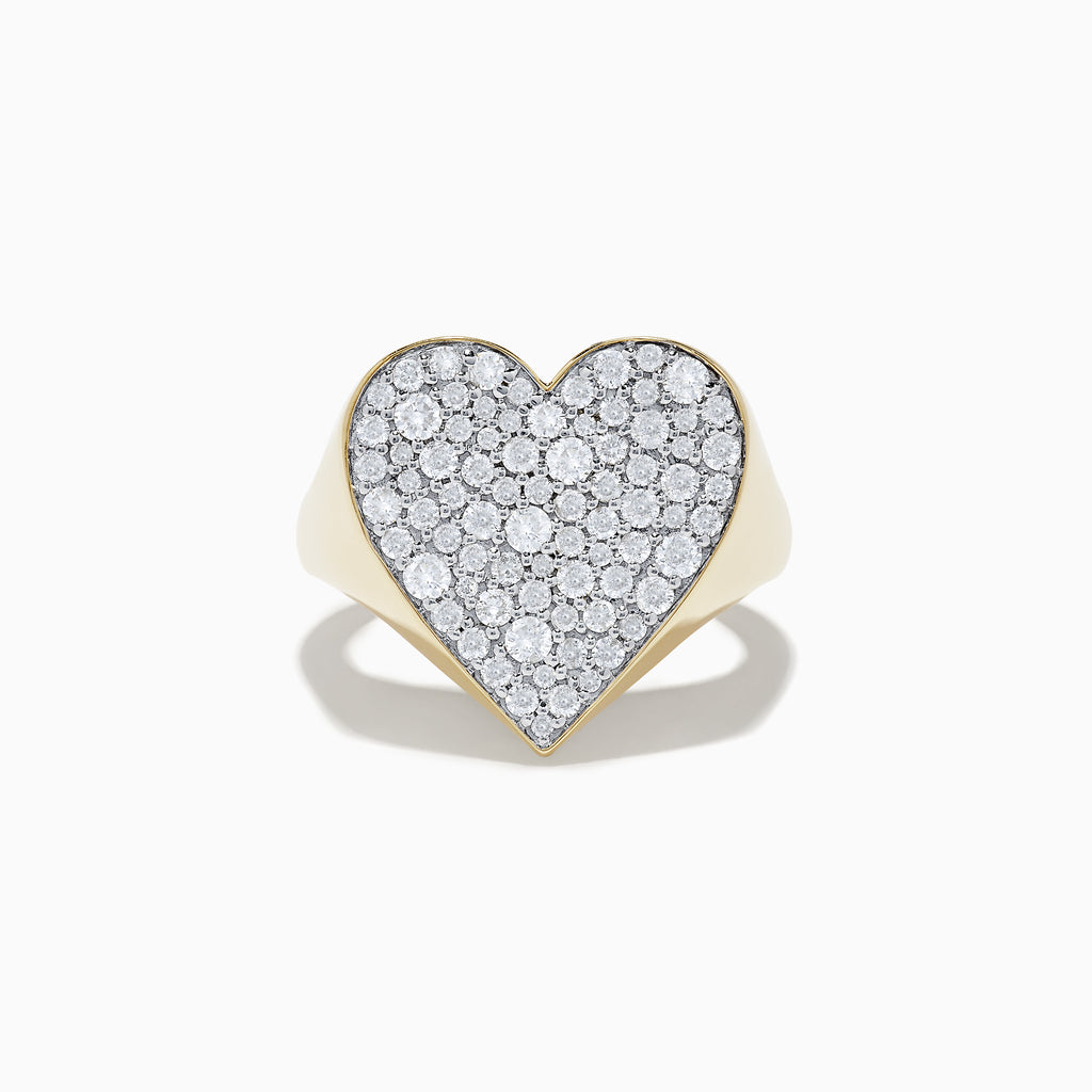 Effy D'Oro 14k Yellow Gold Pave Heart Diamond Statement Ring