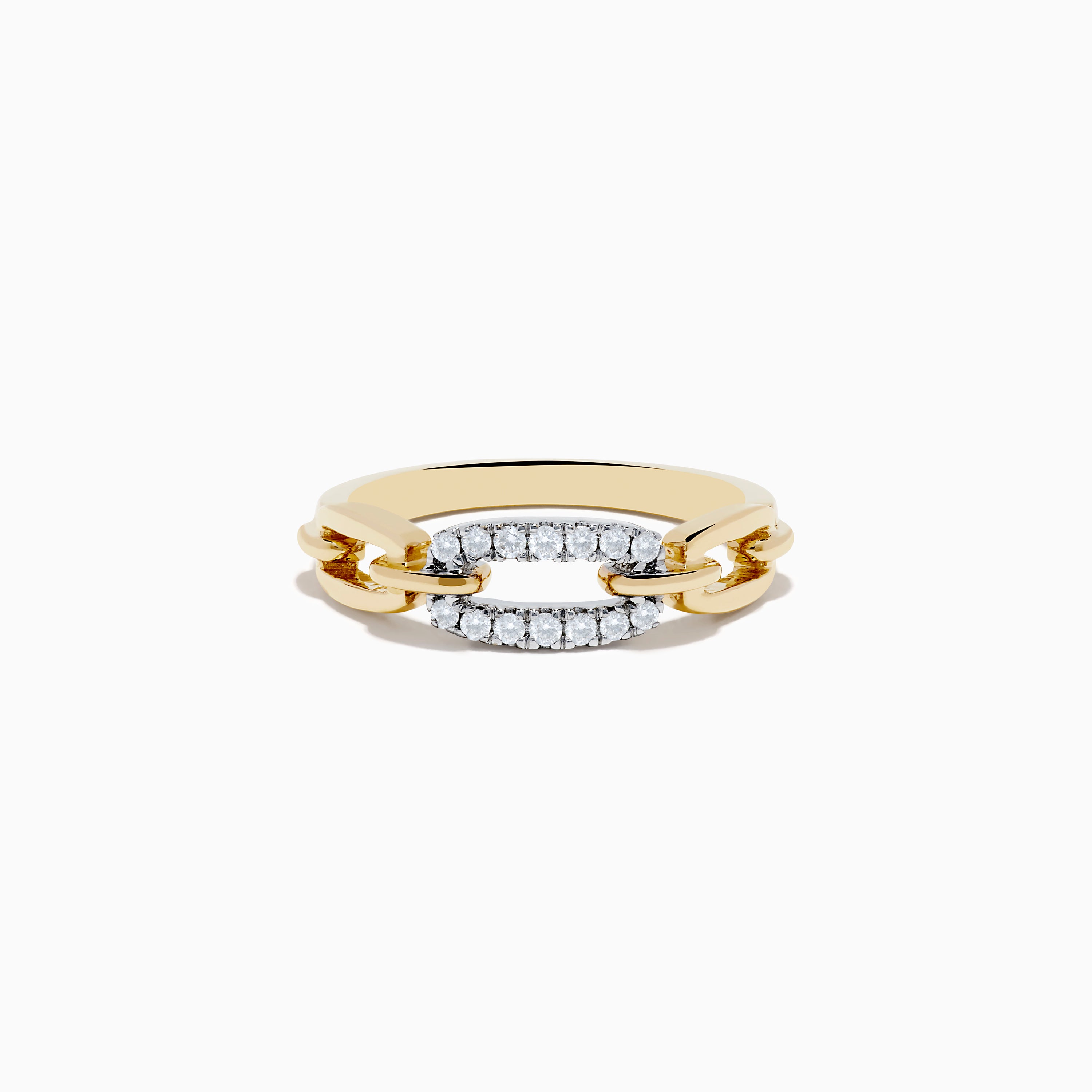 D'Oro 14K Two Tone Gold Diamond Interlocking Linked Band