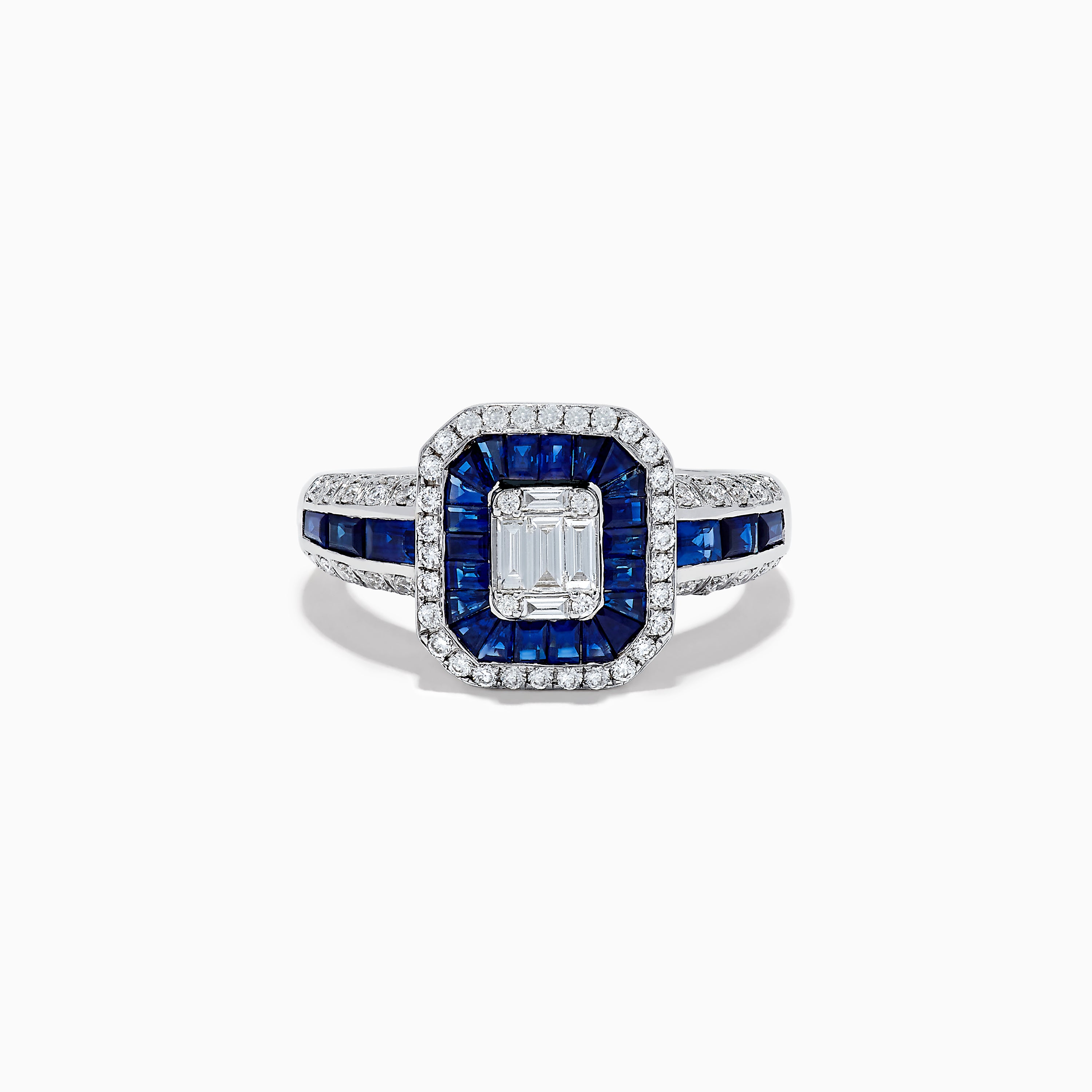 Effy Royale Bleu 14k White Gold Blue Sapphire and Diamond Ring