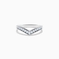 The Pave Classica 14K White Gold Diamond Band Ring features a silver V-shaped design with a row of round diamonds set along the top edge, displayed against a plain white background.