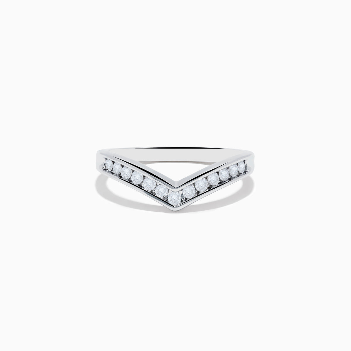 The Pave Classica 14K White Gold Diamond Band Ring features a silver V-shaped design with a row of round diamonds set along the top edge, displayed against a plain white background.