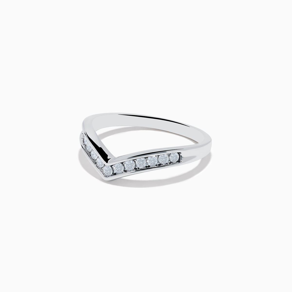 The Pave Classica 14K White Gold Diamond Band Ring features a silver V-shaped design with a row of round diamonds set along the top edge, displayed against a plain white background.