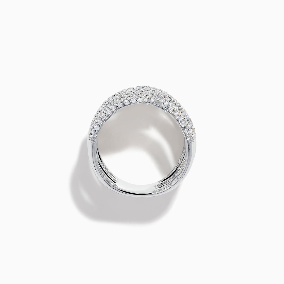 The 14K White Gold Diamond Claw Statement Ring showcases five overlapping, diamond-encrusted bands in a bold, multi-row design, crafted from 14K white gold and displayed on a plain white background.