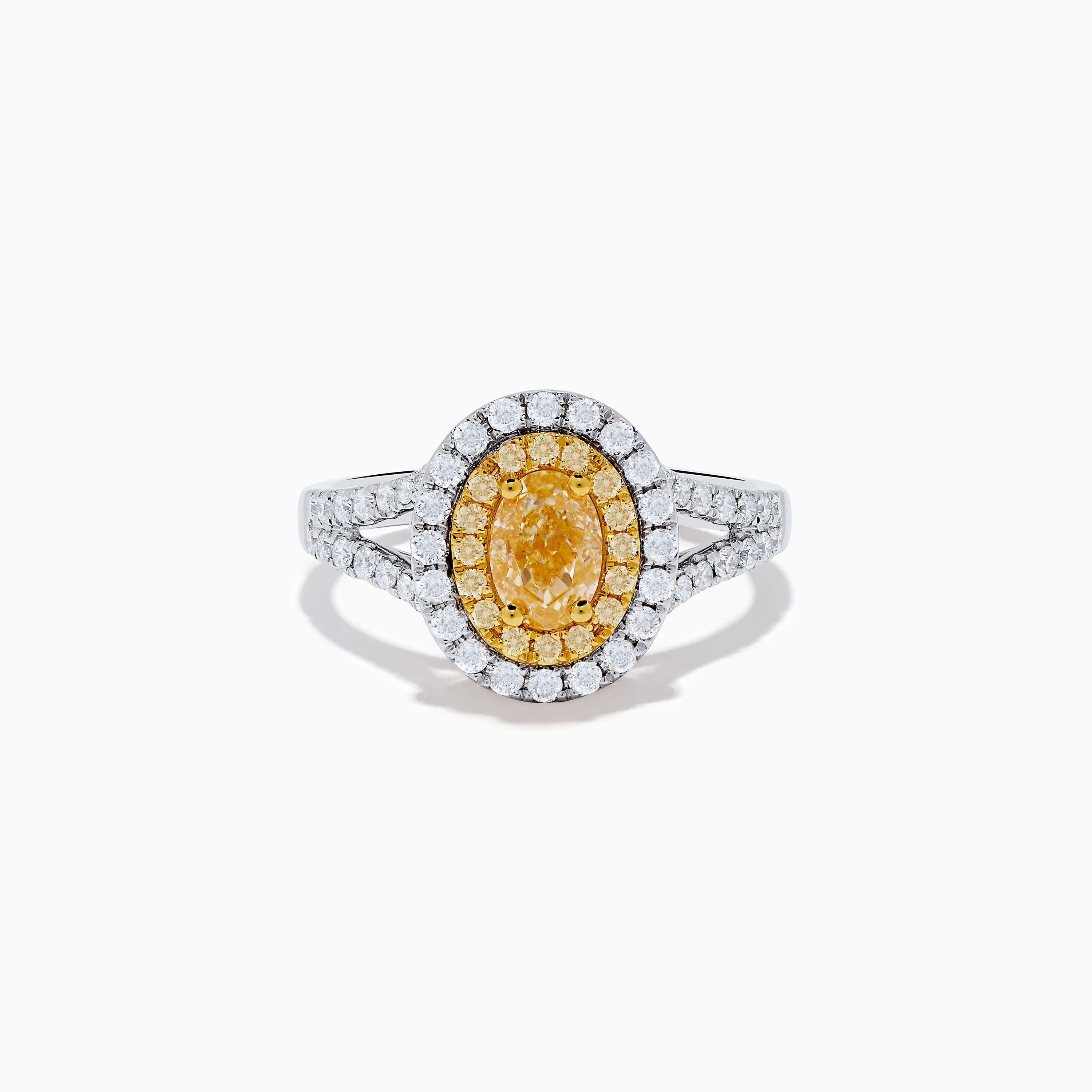Canare 18K Two Tone Gold White and Yellow Oval Diamond Split Shank