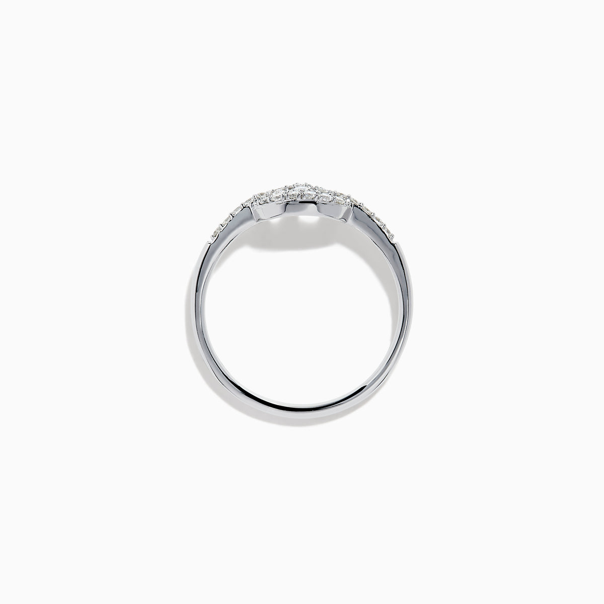 The Pave Classica 14K White Gold Diamond Anchor Chain Ring features a circular, anchor chain design with sparkling diamonds adorning both the centerpiece and the band, shown against a white background.