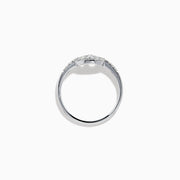 The Pave Classica 14K White Gold Diamond Anchor Chain Ring features a circular, anchor chain design with sparkling diamonds adorning both the centerpiece and the band, shown against a white background.