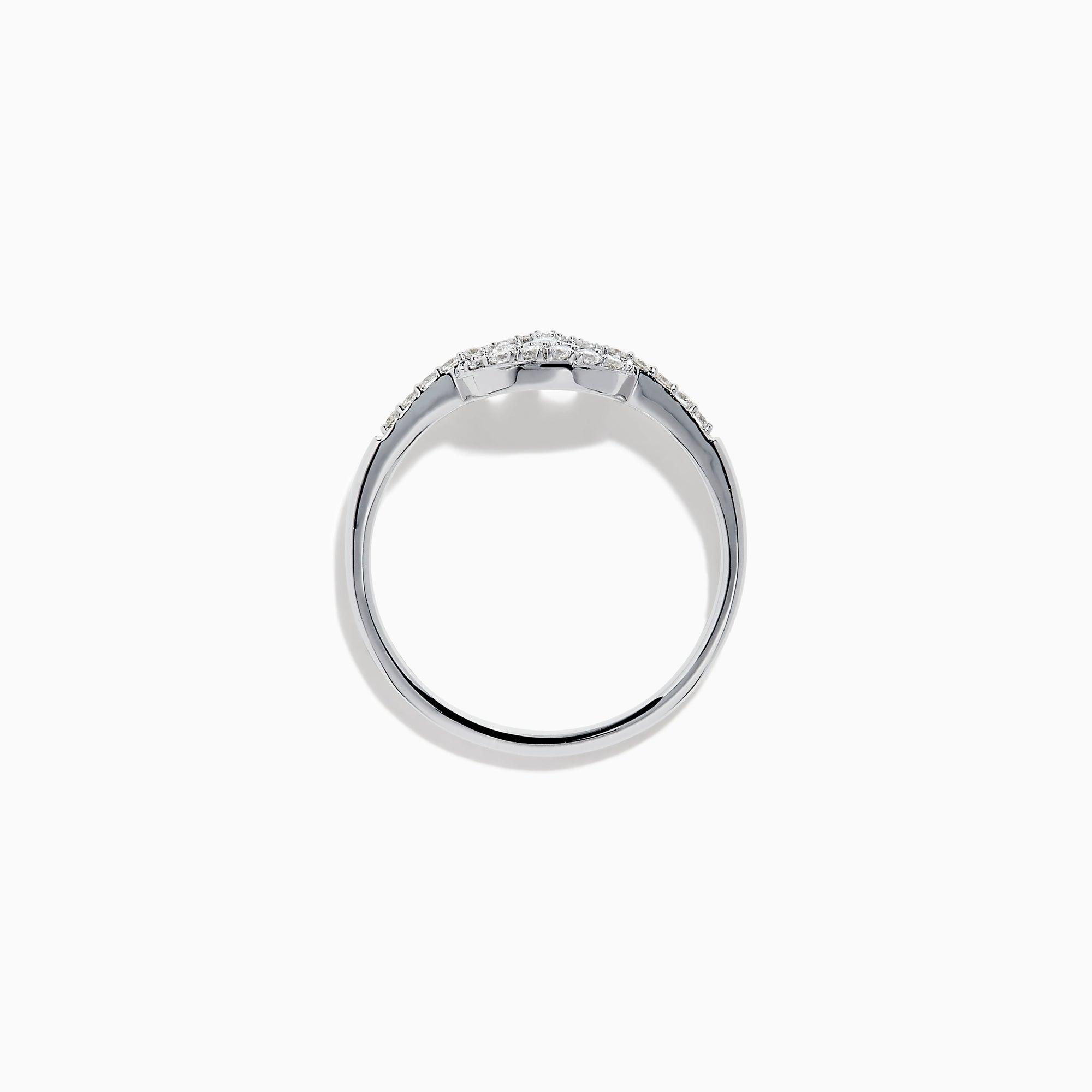 The Pave Classica 14K White Gold Diamond Anchor Chain Ring features a circular, anchor chain design with sparkling diamonds adorning both the centerpiece and the band, shown against a white background.