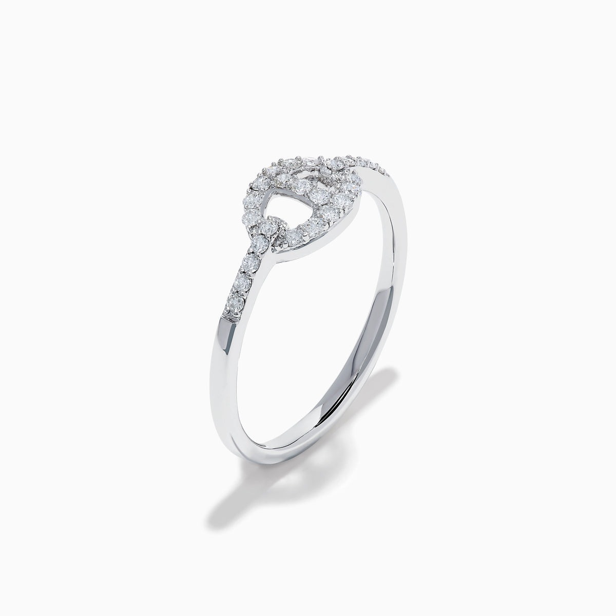 The Pave Classica 14K White Gold Diamond Anchor Chain Ring features a circular, anchor chain design with sparkling diamonds adorning both the centerpiece and the band, shown against a white background.