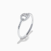The Pave Classica 14K White Gold Diamond Anchor Chain Ring features a circular, anchor chain design with sparkling diamonds adorning both the centerpiece and the band, shown against a white background.