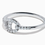 The Pave Classica 14K White Gold Diamond Anchor Chain Ring features a circular, anchor chain design with sparkling diamonds adorning both the centerpiece and the band, shown against a white background.
