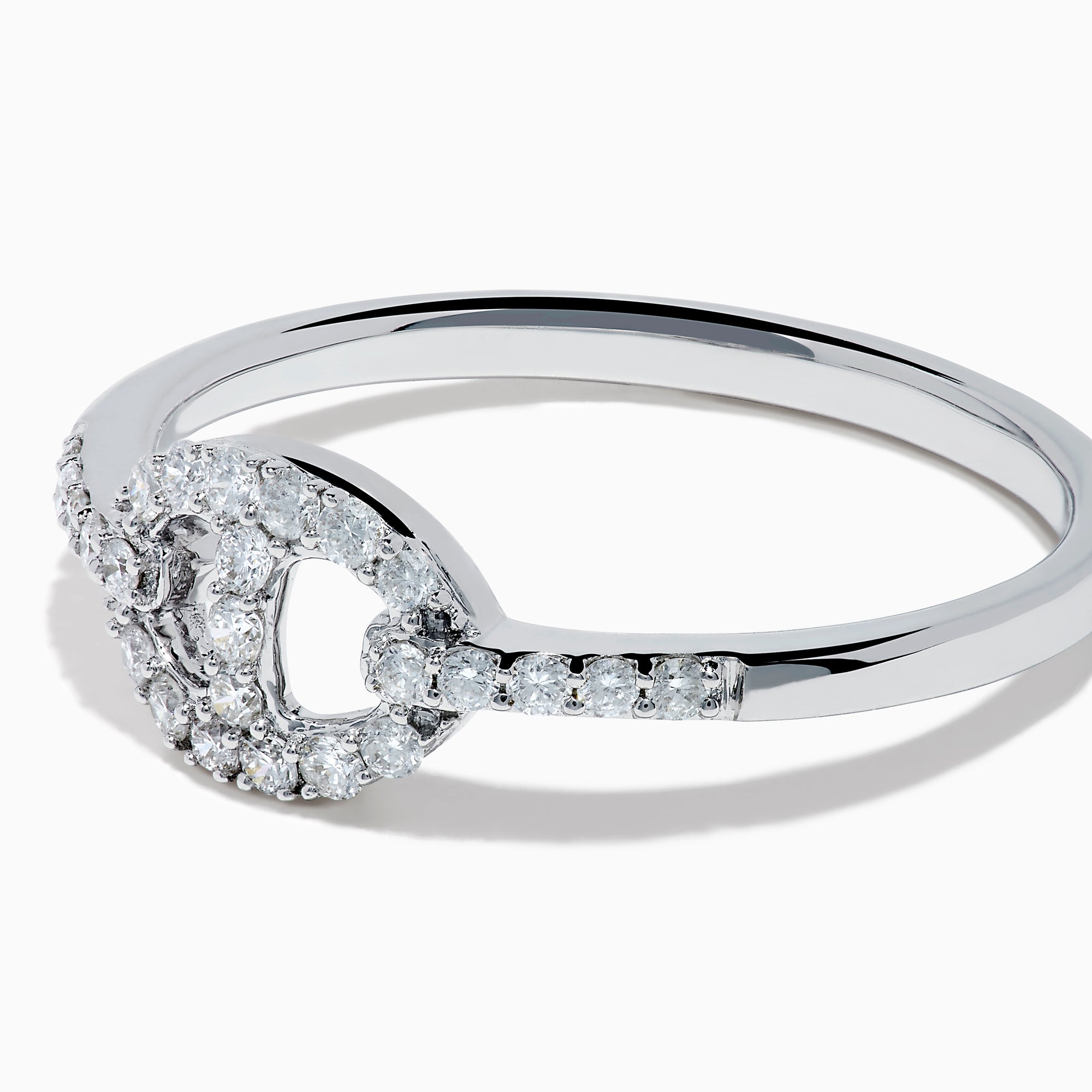 The Pave Classica 14K White Gold Diamond Anchor Chain Ring features a circular, anchor chain design with sparkling diamonds adorning both the centerpiece and the band, shown against a white background.