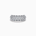 The 14K White Gold Diamond Wide Band Ring features multiple rows of round, sparkling white diamonds and is shown against a plain white background.