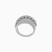 The 14K White Gold Diamond Wide Band Ring features multiple rows of round, sparkling white diamonds and is shown against a plain white background.